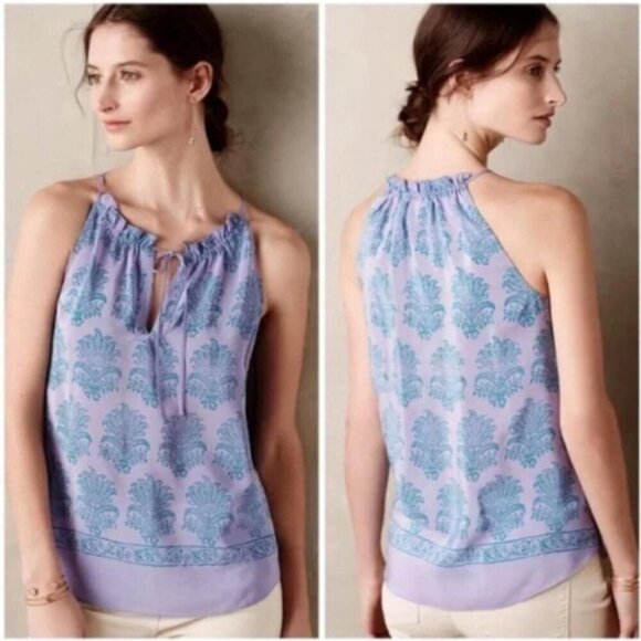 Anthropologie HD in Paris Silk Paisley Camisole Tank Top Womens Size 2 Boho Chic - Picture 1 of 10